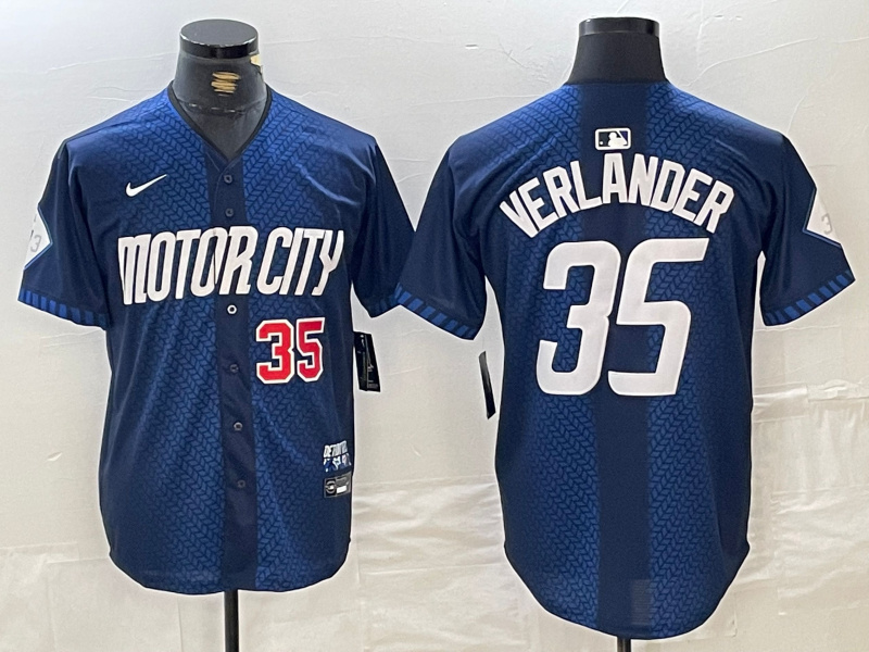 Personalized Men’s Detroit Tigers #35 Justin Verlander 2024 Navy City Connect Cool Base Limited jerseys