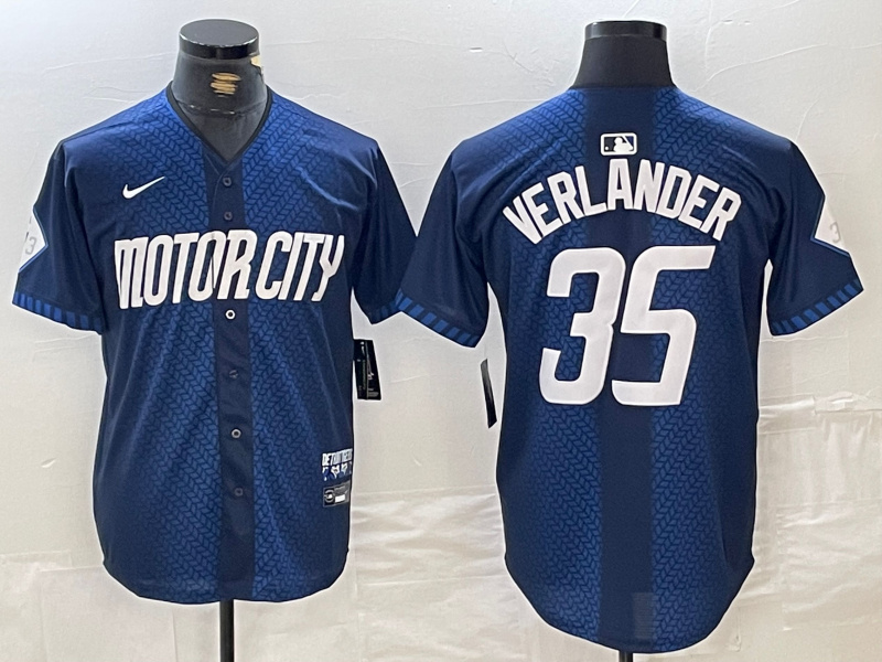 Personalized Men’s Detroit Tigers #35 Justin Verlander 2024 Navy City Connect Cool Base Limited Jerseys