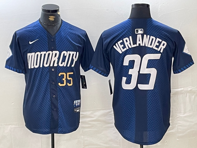 Personalized Men’s Detroit Tigers #35 Justin Verlander 2024 Navy City Connect Cool Base Limited Jerseys