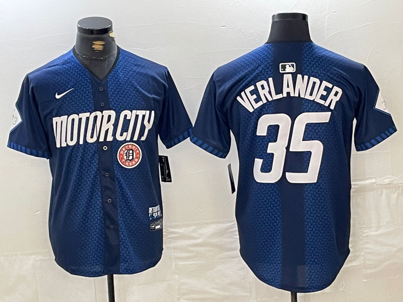 Personalized Men’s Detroit Tigers #35 Justin Verlander 2024 Navy City Connect Cool Base Limited Jerseys