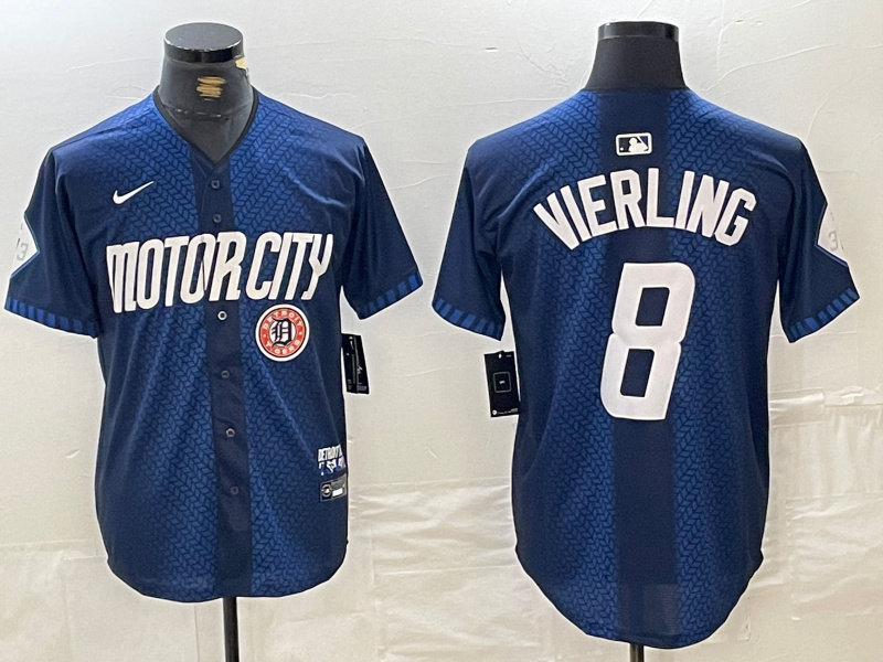 Personalized Men’s Detroit Tigers #8 Matt Vierling 2024 Navy City Connect Cool Base Limited Stitched jerseys