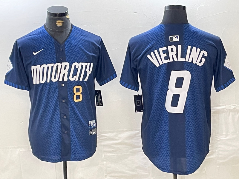 Personalized Men’s Detroit Tigers #8 Matt Vierling 2024 Navy City Connect Cool Base Limited Stitched Jerseys