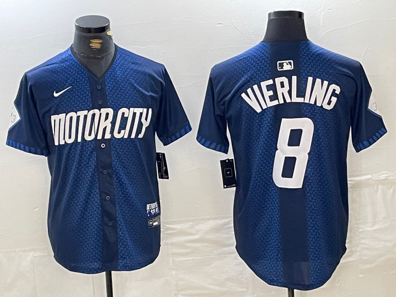 Personalized Men’s Detroit Tigers #8 Matt Vierling 2024 Navy City Connect Cool Base Limited Stitched Jerseys