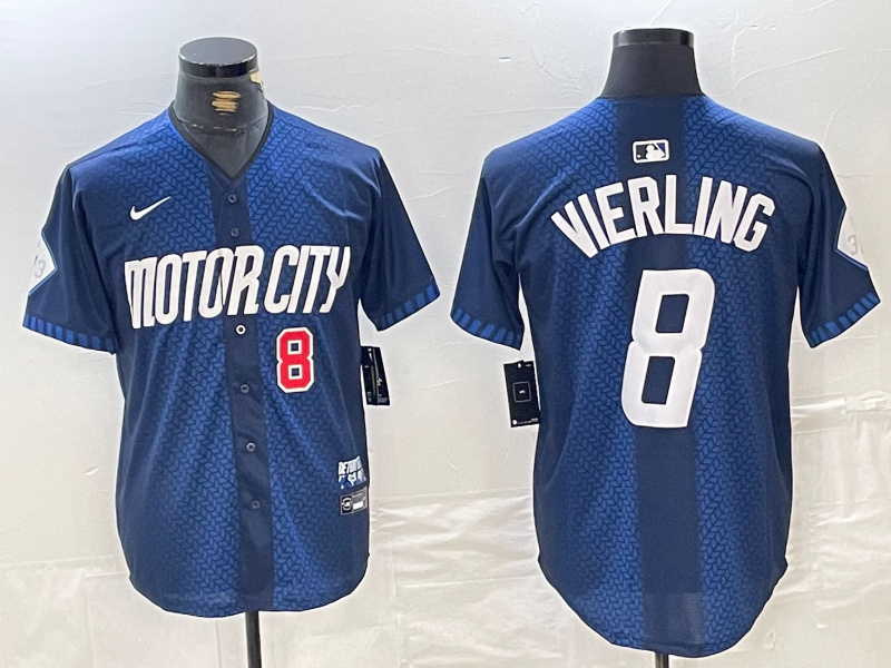 Personalized Men’s Detroit Tigers #8 Matt Vierling 2024 Navy City Connect Cool Base Limited Stitched Jerseys