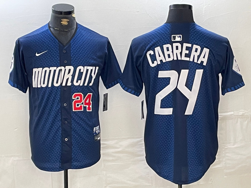 Personalized Men’s Detroit Tigers #24 Miguel Cabrera 2024 Navy City Connect Cool Base Limited Stitched Jerseys