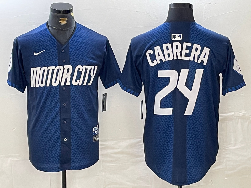 Personalized Men’s Detroit Tigers #24 Miguel Cabrera 2024 Navy City Connect Cool Base Limited Stitched Jerseys