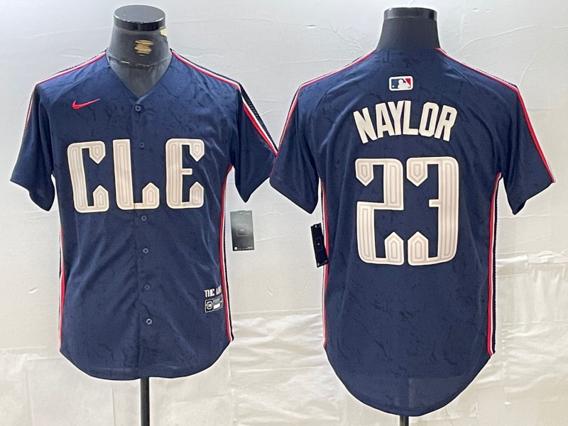 Personalized Men’s Cleveland Guardians #23 Bo Naylor Navy 2024 City Connect Limited Stitched Jerseys