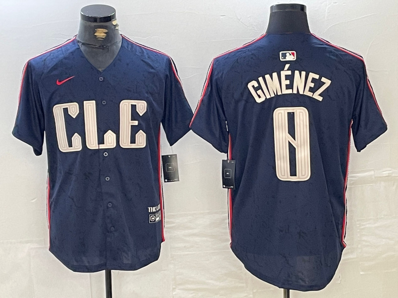 Personalized Men’s Cleveland Guardians #0 Andrés Giménez Navy 2024 City Connect Limited Stitched jerseys