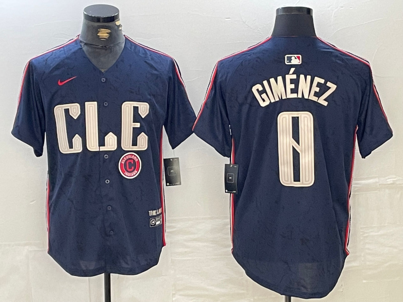 Personalized Men’s Cleveland Guardians #0 Andrés Giménez Navy 2024 City Connect Limited Stitched Jerseys