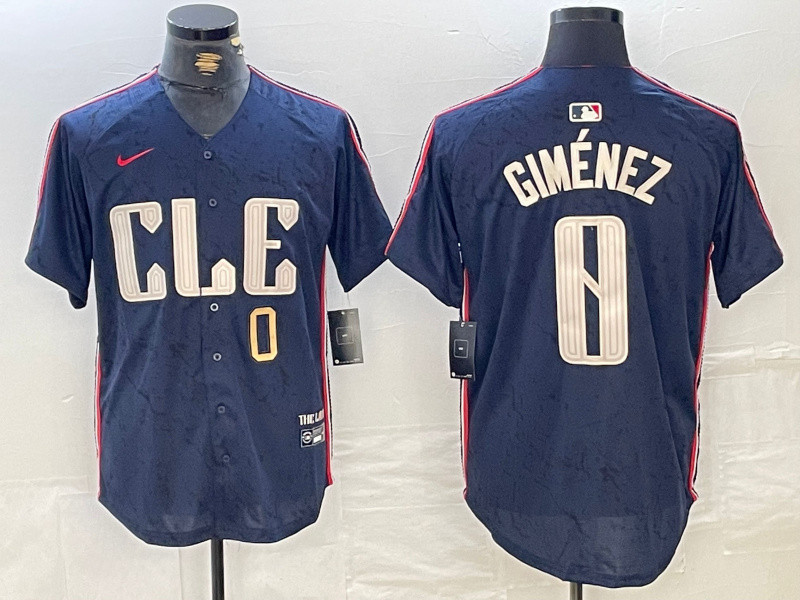 Personalized Men’s Cleveland Guardians #0 Andrés Giménez Navy 2024 City Connect Limited Stitched Jerseys
