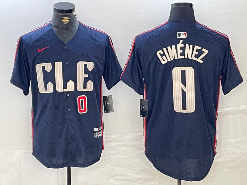 Personalized Men’s Cleveland Guardians #0 Andrés Giménez Navy 2024 City Connect Limited Stitched Jerseys