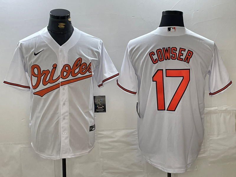 Personalized Men’s Baltimore Orioles #17 Cowser White 2024 Home Limited Cool Base Stitched Baseball Jersey
