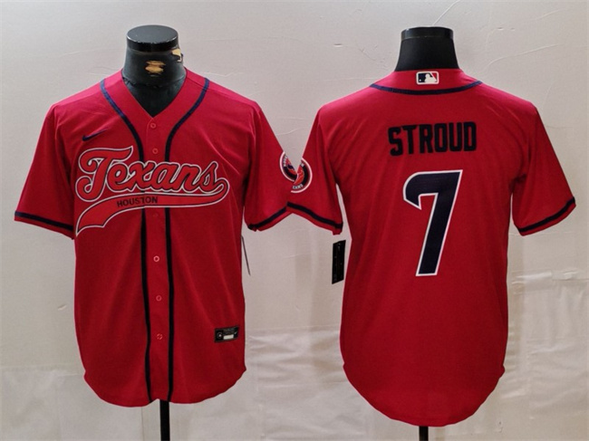 Personalized Men’s Houston Texans #7 C.J. Stroud Red With Patch Cool Base Stitched Baseball Jersey