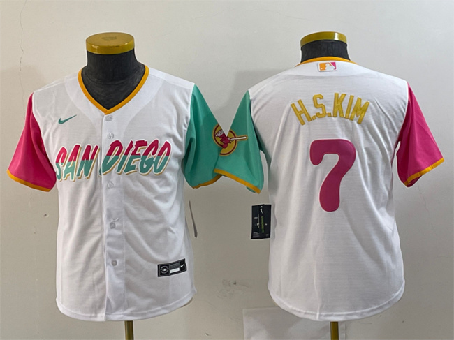 Personalized Youth San Diego Padres #7 Ha-Seong Kim White City Connect Stitched Baseball Jersey