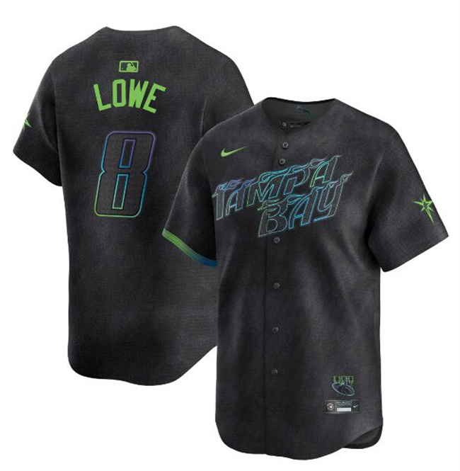 Personalized Youth Tampa Bay Rays #8 Brandon Lowe Charcoal 2024 City Connect Limited Stitched Baseball Jersey