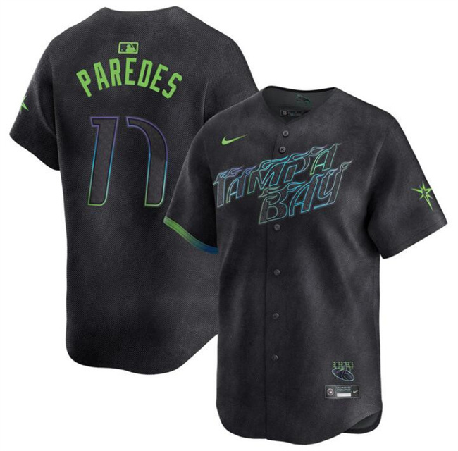 Personalized Youth Tampa Bay Rays #17 Isaac Paredes Charcoal 2024 City Connect Limited Stitched Baseball Jersey