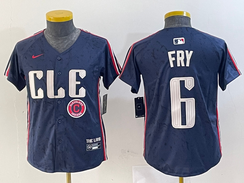 Personalized Youth Cleveland Guardians #6 David Fry Navy 2024 City Connect Limited Stitched jerseys