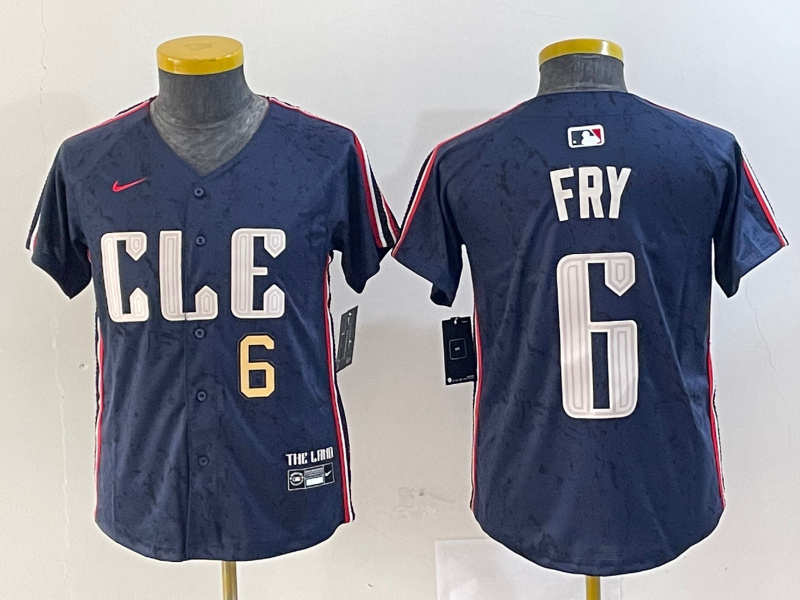 Personalized Youth Cleveland Guardians #6 David Fry Navy 2024 City Connect Limited Stitched Jerseys