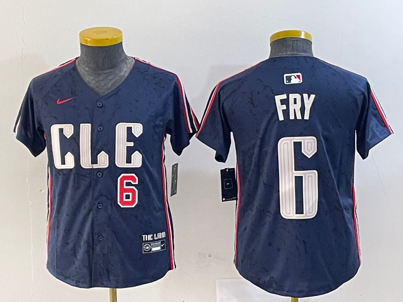 Personalized Youth Cleveland Guardians #6 David Fry Navy 2024 City Connect Limited Stitched Jerseys