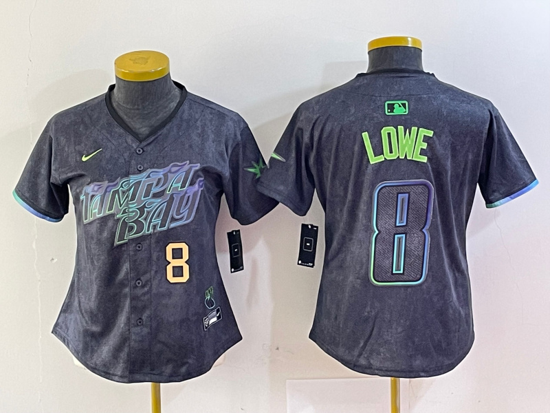 Personalized Women’s Tampa Bay Rays #8 Brandon Lowe Charcoal 2024 City Connect Limited Stitched Baseball Jersey