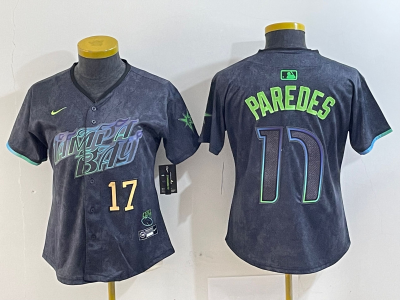Personalized Women’s Tampa Bay Rays #17 Isaac Paredes Charcoal 2024 City Connect Limited Stitched Baseball Jersey