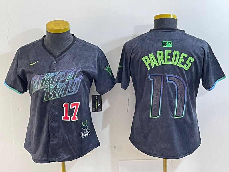 Personalized Women’s Tampa Bay Rays #17 Isaac Paredes Charcoal 2024 City Connect Limited Stitched Baseball Jerseys