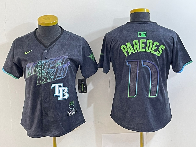 Personalized Women’s Tampa Bay Rays #17 Isaac Paredes Charcoal 2024 City Connect Limited Stitched Baseball Jerseys