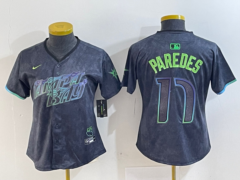 Personalized Women’s Tampa Bay Rays #17 Isaac Paredes Charcoal 2024 City Connect Limited Stitched Baseball Jerseys