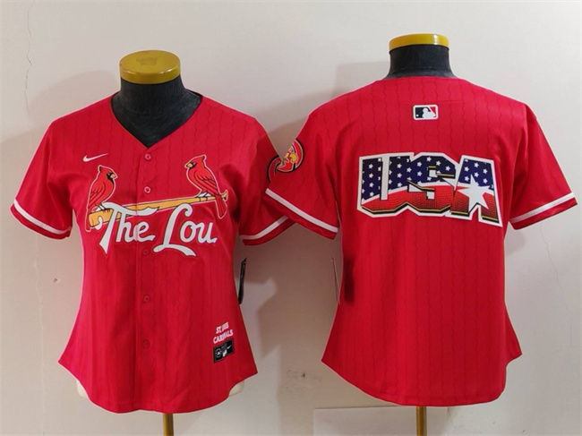 Personalized Women’s St. Louis Cardinals Team Big Logo Red 2024 City Connect Limited Stitched Baseball Jersey(Run Small)