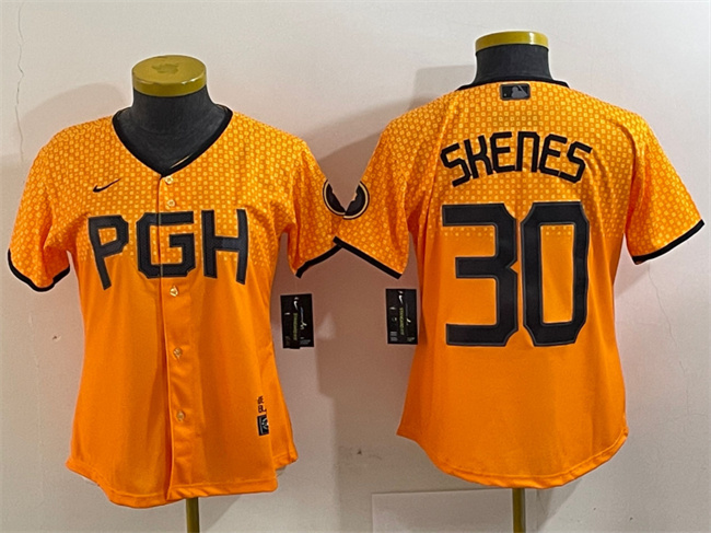 Personalized Women’s Pittsburgh Pirates #30 Paul Skenes Gold City Connect Stitched Jersey