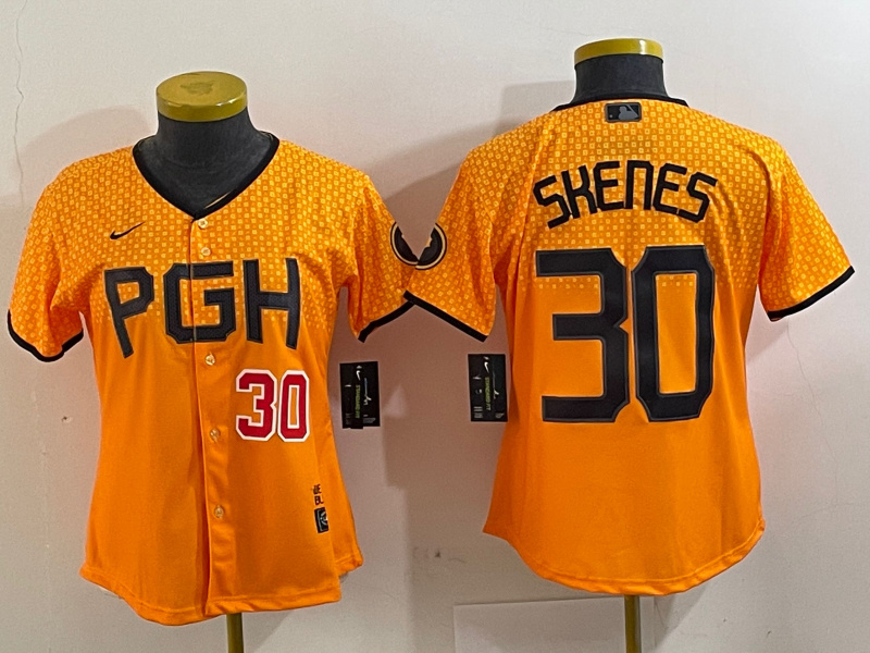 Personalized Women’s Pittsburgh Pirates #30 Paul Skenes Gold City Connect Stitched Jerseys