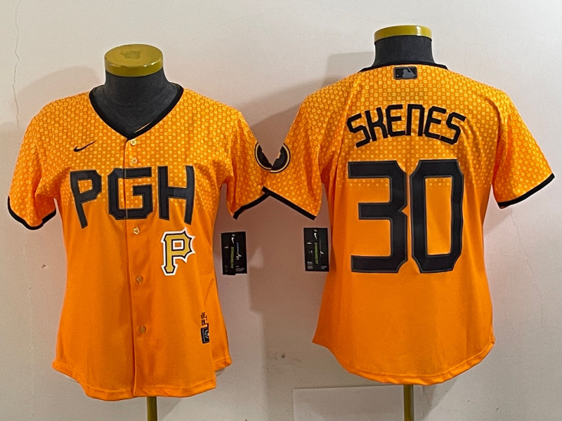 Personalized Women’s Pittsburgh Pirates #30 Paul Skenes Gold City Connect Stitched Jerseys