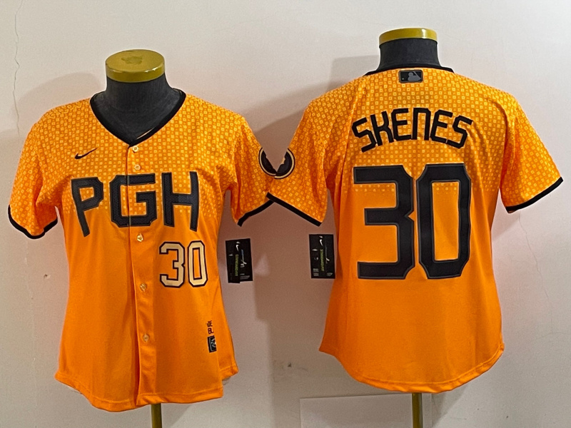 Personalized Women’s Pittsburgh Pirates #30 Paul Skenes Gold City Connect Stitched Jerseys