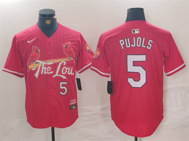 Personalized Men’s St. Louis Cardinals #5 Albert Pujols Red 2024 City Connect Stitched Baseball Jersey