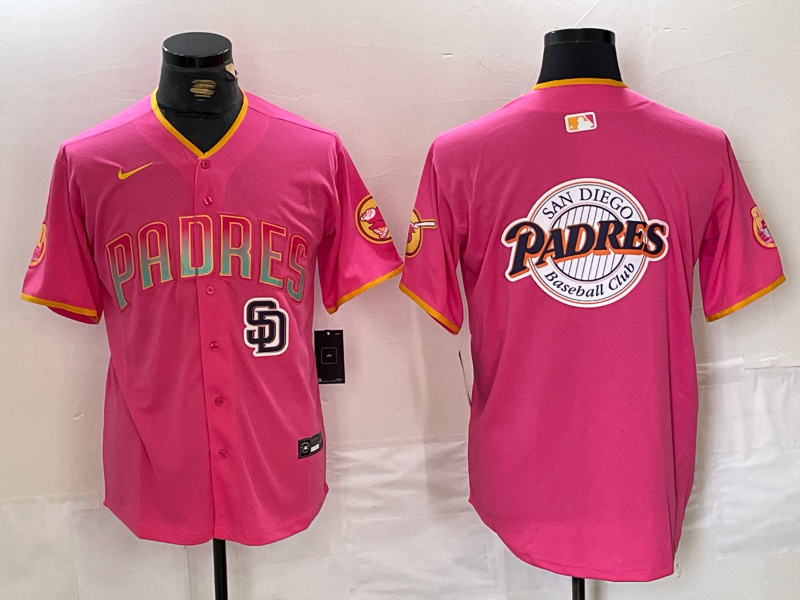 Personalized Men’s San Diego Padres Team Big Logo Pink Cool Base Stitched Baseball Jerseys