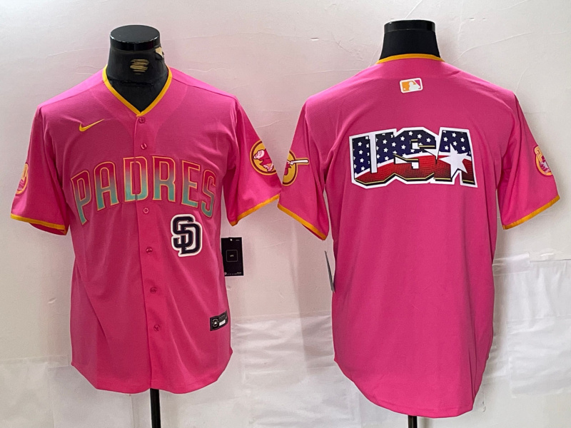 Personalized men’s san diego padres team big logo pink cool base stitched baseball jerseys