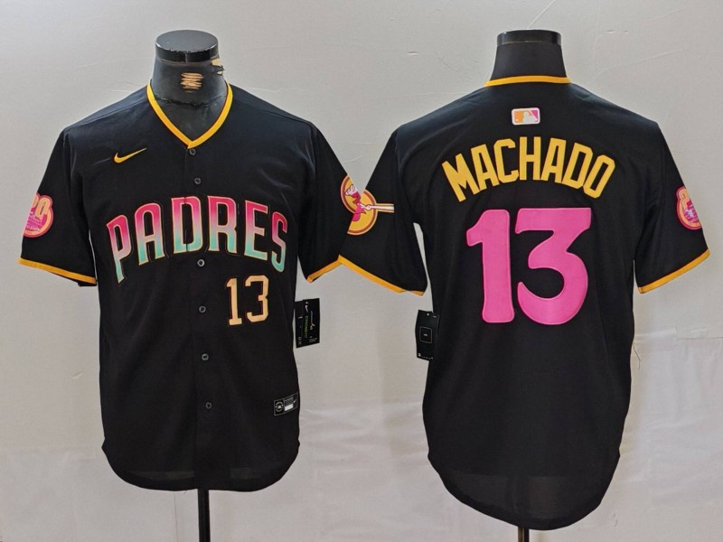 Personalized Men’s San Diego Padres #13 Manny Machado Black Cool Base Stitched Baseball Jerseys