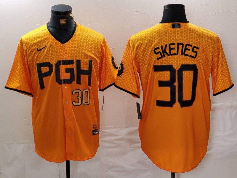 Personalized Men’s Pittsburgh Pirates #30 Paul Skenes Gold City Connect Stitched Jerseys