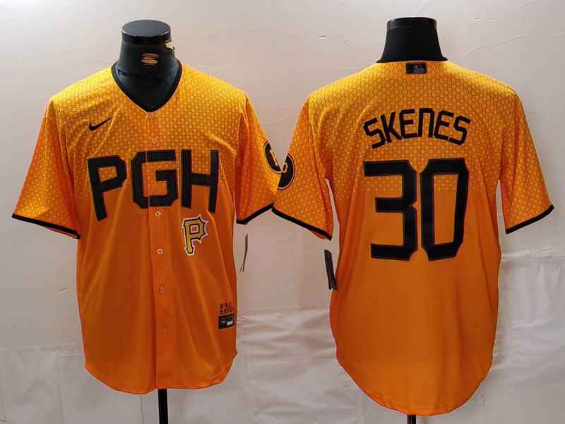 Personalized Men’s Pittsburgh Pirates #30 Paul Skenes Gold City Connect Stitched Jerseys
