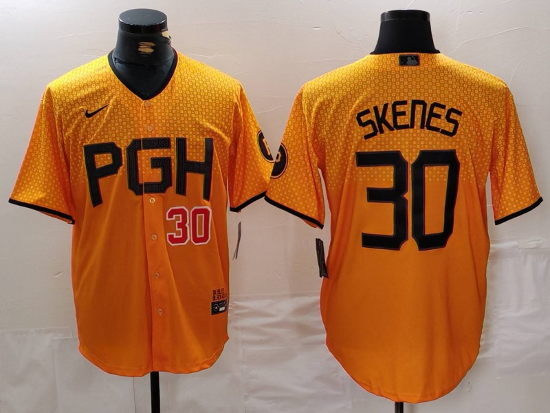 Personalized Men’s Pittsburgh Pirates #30 Paul Skenes Gold City Connect Stitched Jerseys