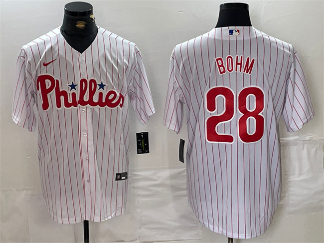 Personalized Men’s Philadelphia Phillies #28 Alec Bohm White Cool Base Stitched Jersey