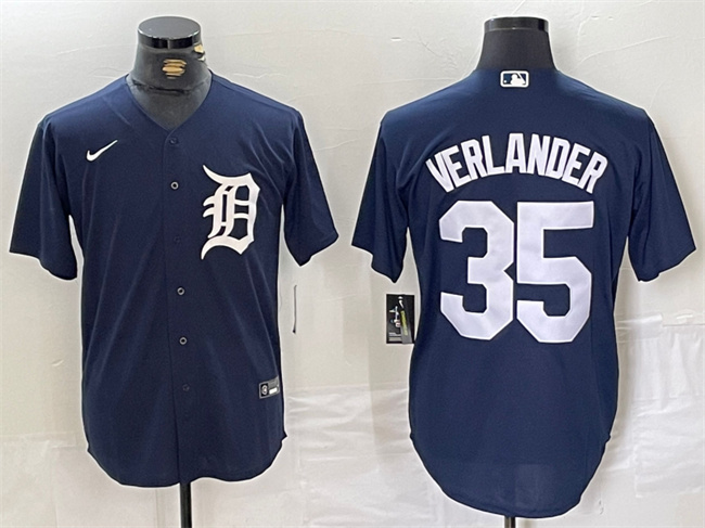 Personalized Men’s Detroit Tigers #35 Justin Verlander Navy Cool Base Stitched Baseball Jersey