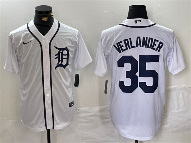 Personalized Men’s Detroit Tigers #35 Justin Verlander White Cool Base Stitched Baseball Jersey