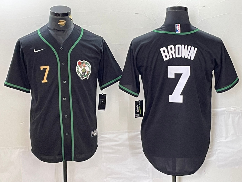 Personalized Men’s Boston Celtics #7 Jaylen Brown Black With Patch Stitched Baseball Jerseys