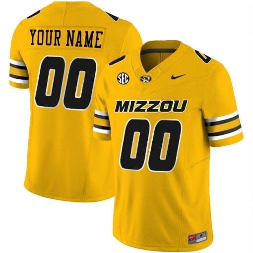 Personalized Custom Missouri Tigers Jersey Name and Number Limited College Football Stitched Gold