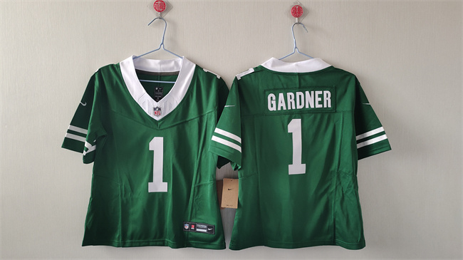 Personalized Women’s New York Jets #1 Sauce Gardner Green 2024 FU.S.E Stitched Football Jersey(Run Small)