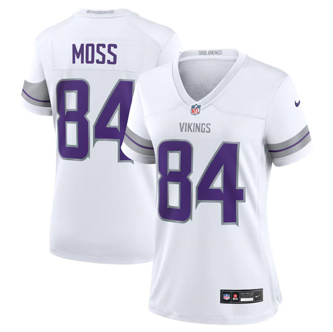 Personalized Women’s Minnesota Vikings #84 Randy Moss White Winter Warrior Limited Stitched Jersey(Run Small)
