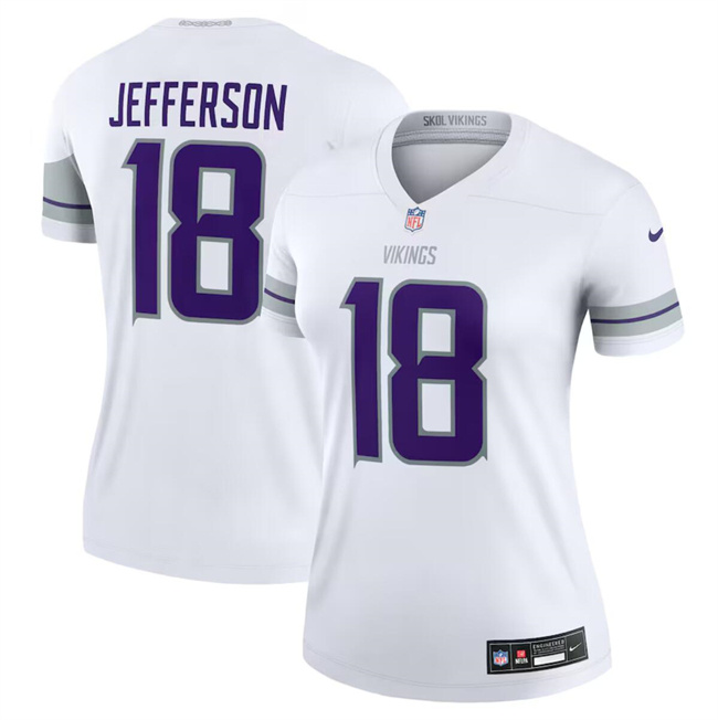 Personalized Women’s Minnesota Vikings #18 Justin Jefferson White Winter Warrior Limited Stitched Jersey(Run Small)