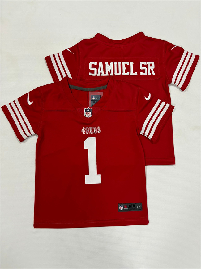 Personalized Toddlers San Francisco 49ers #1 Deebo Samuel Red Untouchable Stitched Football Jersey