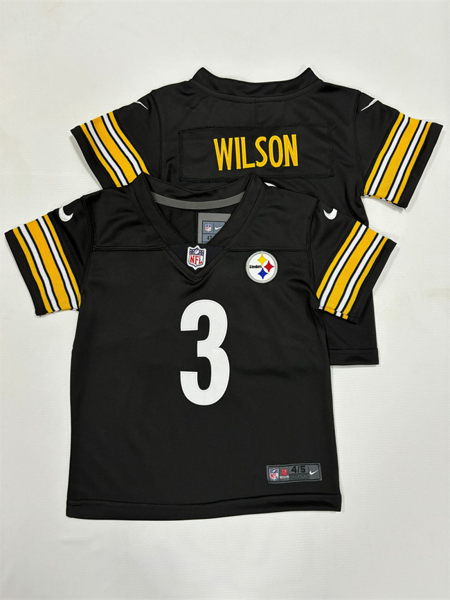Personalized Toddlers Pittsburgh Steelers #3 Russell Wilson Black Stitched Football Jersey